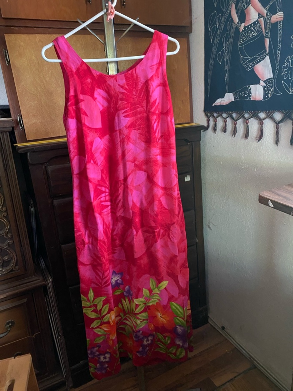 Bright Pink Tropical Maxi Dress